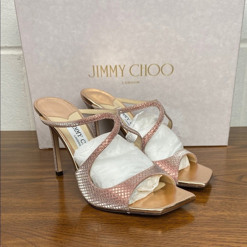 Jimmy Choo Anise 95 Ballet Pink Diamond Glitter Stiletto Heels EU 37 US 7 NEW - Picture 1 of 15
